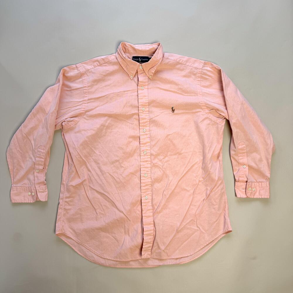 Ralph Lauren Dress Shirt Mens 17 Pink Classic Fit Long Sleeve Button Down Cotton